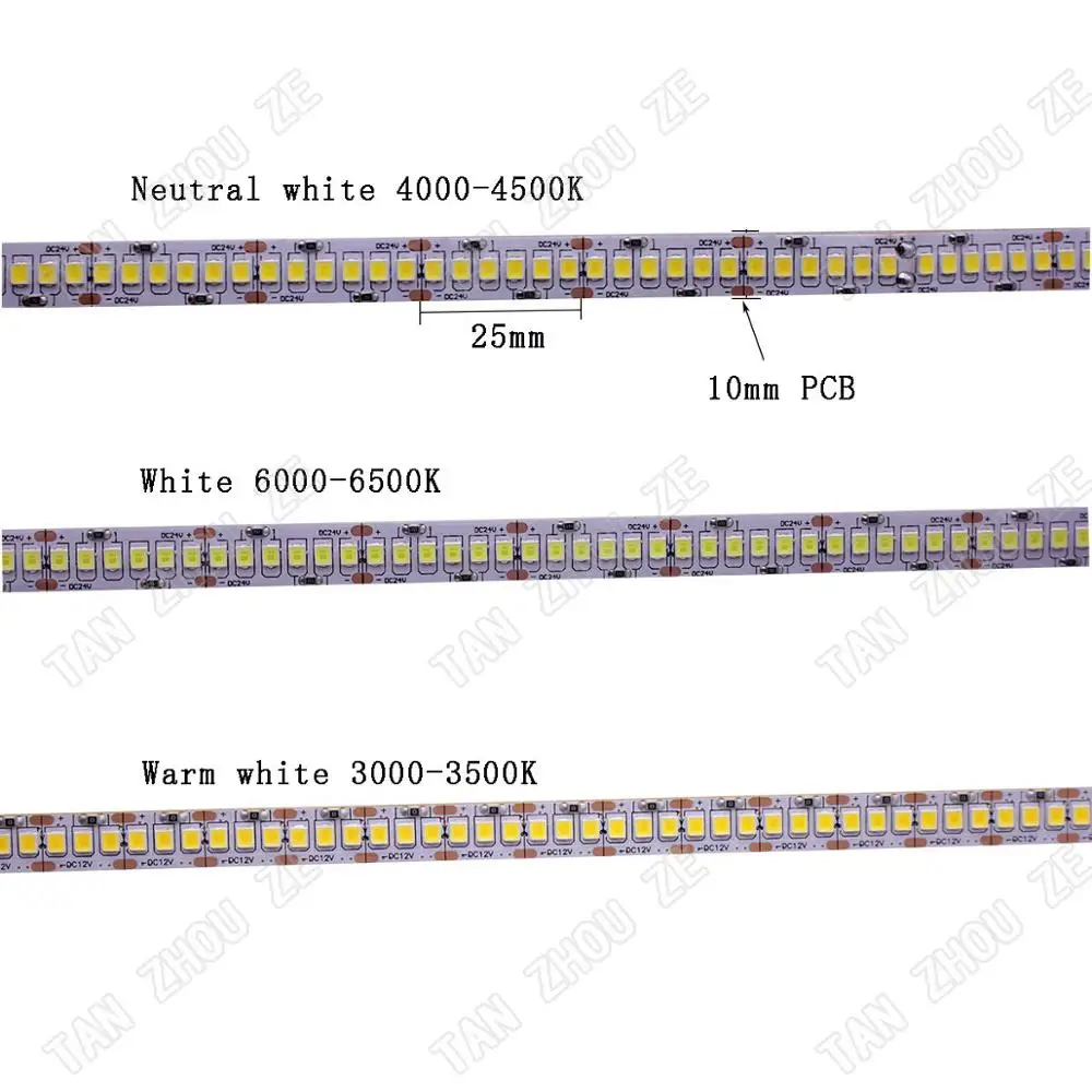 CRI 80+ 5 мм 10 мм PCB 12V 24V светодиодный 2835 120 светодиодный s 240 светодиодный s/m диод Гибкая световая лента 4000K 6000K Neutural белый теплый белый 5 м