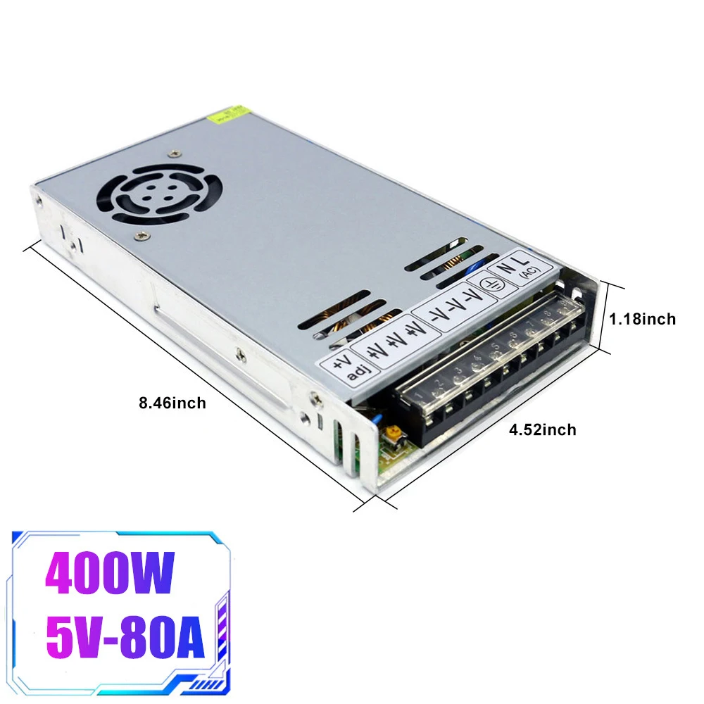DC 5V 80A 400W импульсный источник питания AC в Светодиодная лента адаптер