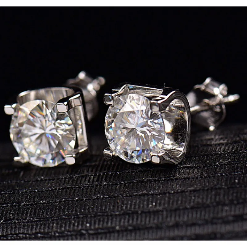 Классические серьги гвоздики из белого золота 0.5ct 2ct Moissanite 18k Gold Diamond юбилейные
