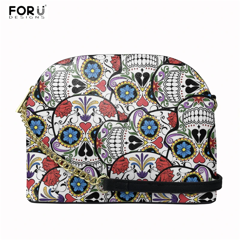 

Женская сумка через плечо с 3D-принтом черепа и розы