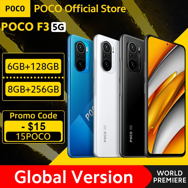  POCO F3 5G Смартфон Snapdragon 870 Octa Core 6 ГБ 128 6,67 "120 Гц E4 активно матричные осид, Дисплей 