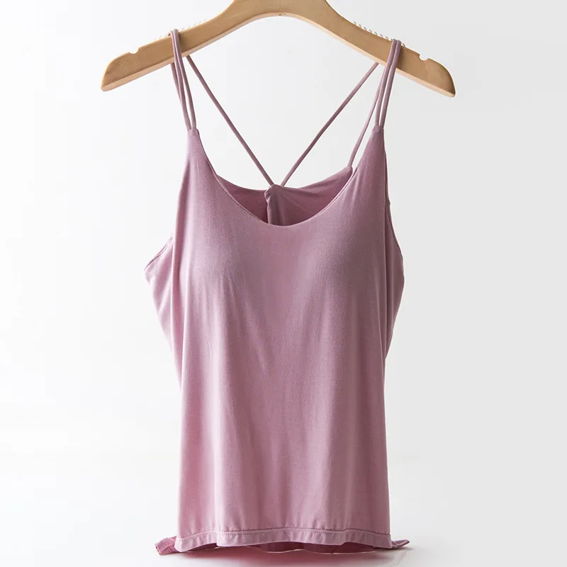 

Women Fashion Back Straps with Chest Pad Tops Lady Sexy Halter Sling Camisole Vest