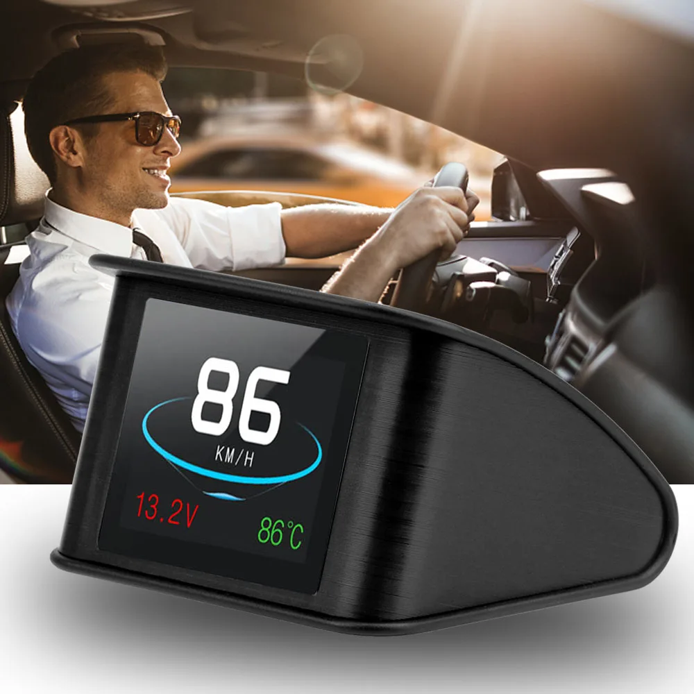 

HUD P10 Car Head Up Display Car Speedometer Temperature Overspeed RPM Voltage Security Alarm Car Detector Oil Consumption