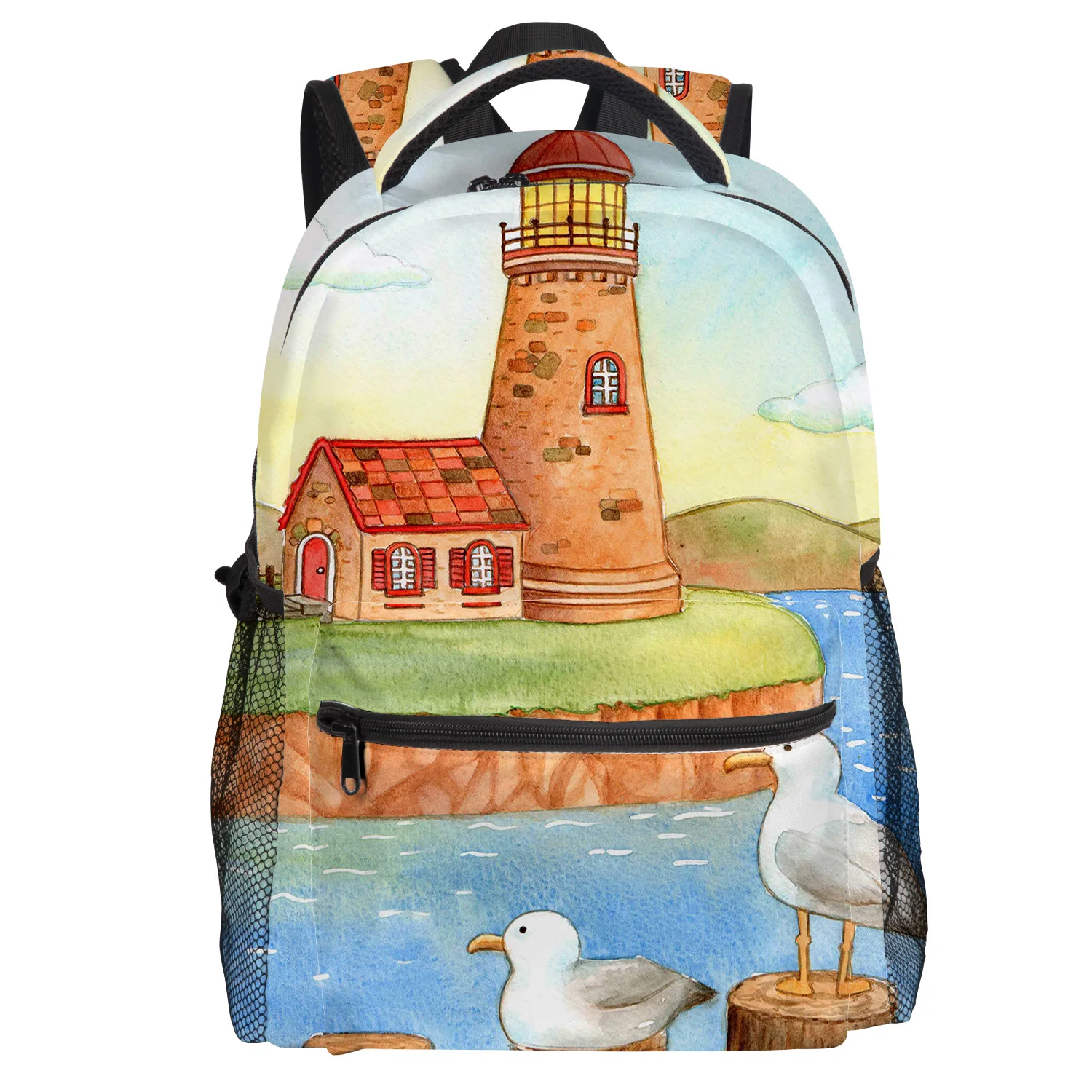 Рюкзак с изображением голубя маяка для студентов колледжа износостойкий рюкзак
