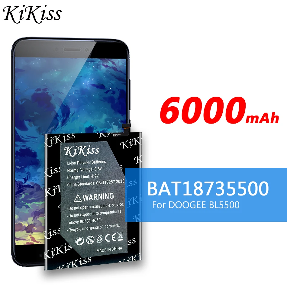 

KiKiss 100% New 6000mAh BAT18735500 Battery for DOOGEE BL5500 Lite 4G 6.19'' 19:9 Android 8.1 Quad-core