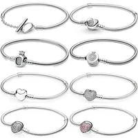 moments pave heart t bar sparkling crown o snake chain bracelet fit pandora 925 sterling silver bangle bead charm diy jewelry