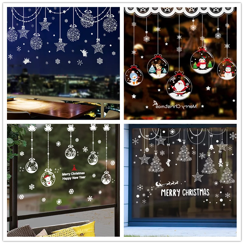

[shijuekongjian] Hang Adorn Glass Sticker DIY Decorative Wall Decals for Living Room Restaurant Shop Window Christmas Decoration