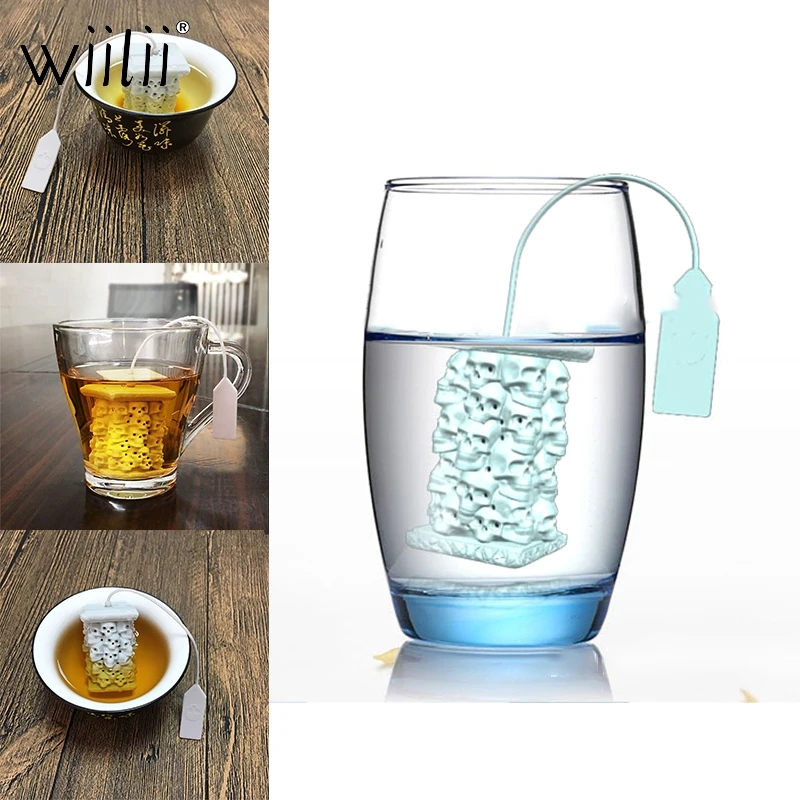 Кости Череп силиконовый заварочный ситечко для чая многоразовый фильтр диффузор