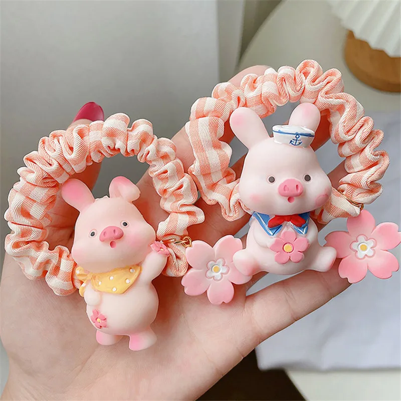 

Scrunchies for Women Girl Cute Cartoon Pink Pig Hair Tie Elastic Band Rubber Rope Accessories Wholesale