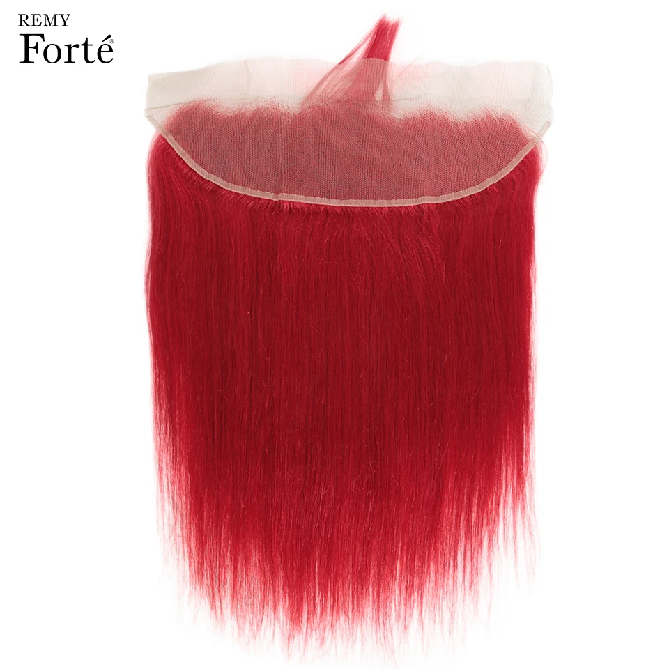 Прямые Волосы Remy Forte, пряди с закрытием, красные пряди с фронтальной частью, бразильские волосы Remy, волнистые пряди, 3/4, красные пряди волос