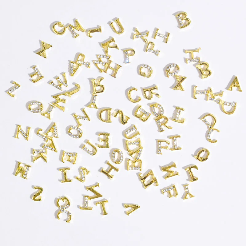 

26pcs rhinestone letters for nail art decorations metal alloy diamond charms From A-Z Different Letters nail art accessories