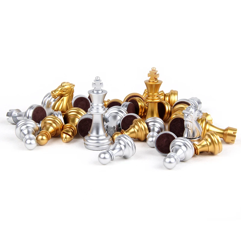 

Medieval Chess Set With High Quality Chessboard 32 Gold Silver Chess Pieces Magnetic Board Game Chess Figure Sets