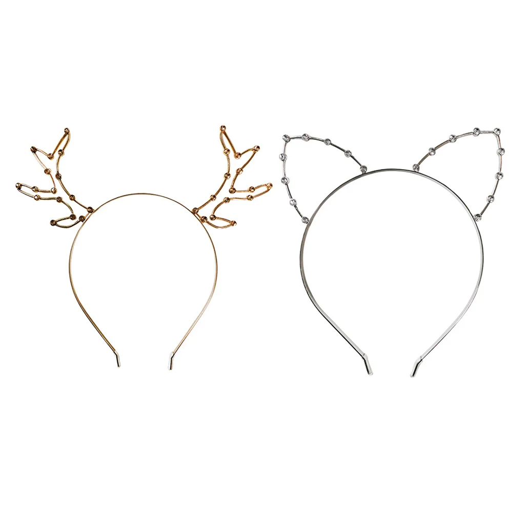 Повязка на голову с хрустальными кошачьими ушками повязка для волос оленями