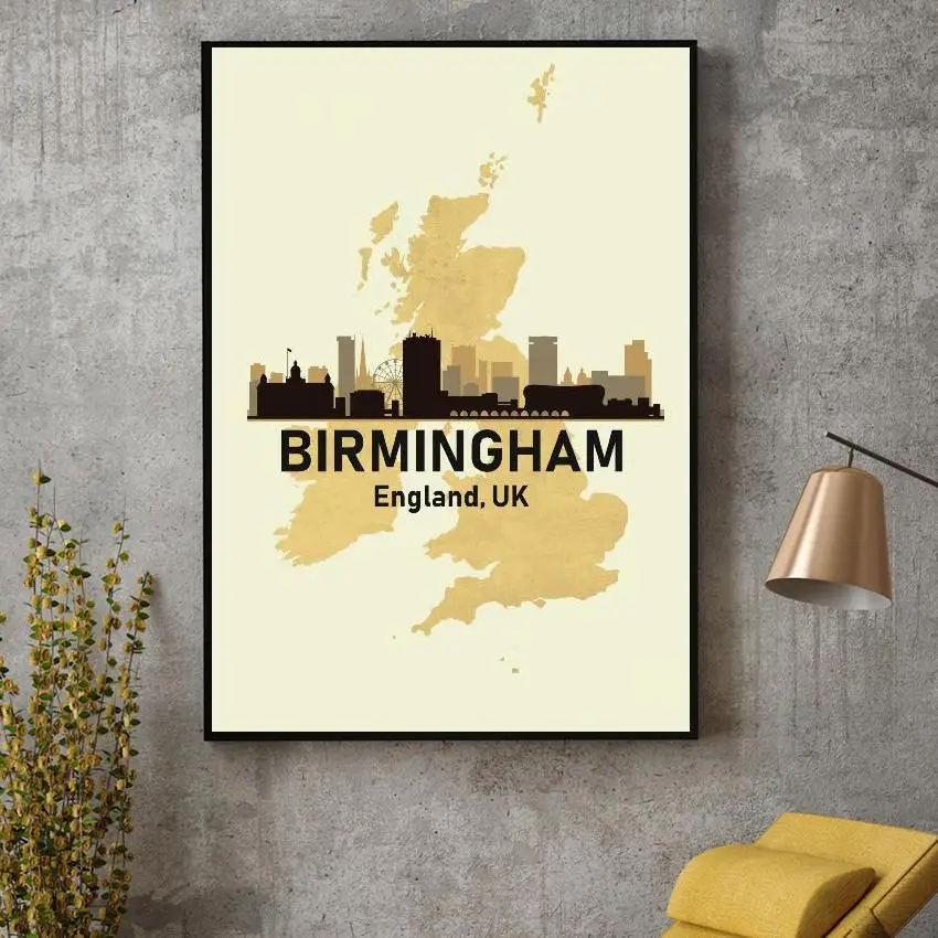 

Birmingham UK Canvas Painting Wall Art Pictures Prints Home Decor Wall Poster Decoration for living Room