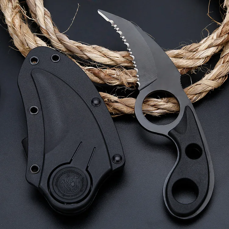 Karambit Тактический фиксированный черный нож охотничий нож Фруктовый маленький прямой мини ручка EDC Карманный открытый инструмент кемпинг выживания