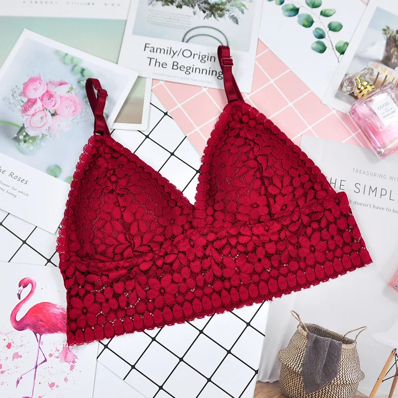 Кружевные цветочные Бюстгальтеры без косточек для женщин сексуальное нижнее