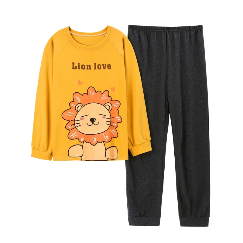 

Пижамный комплект для пары, модная Домашняя одежда, весна-осень, хлопковая Домашняя одежда, комбинированная Пижама с мультяшными лоскутным...