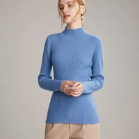 fallwinter new style stand up collar slim fit sweater womens solid color mink velvet inner base knitting commuter long sleeves