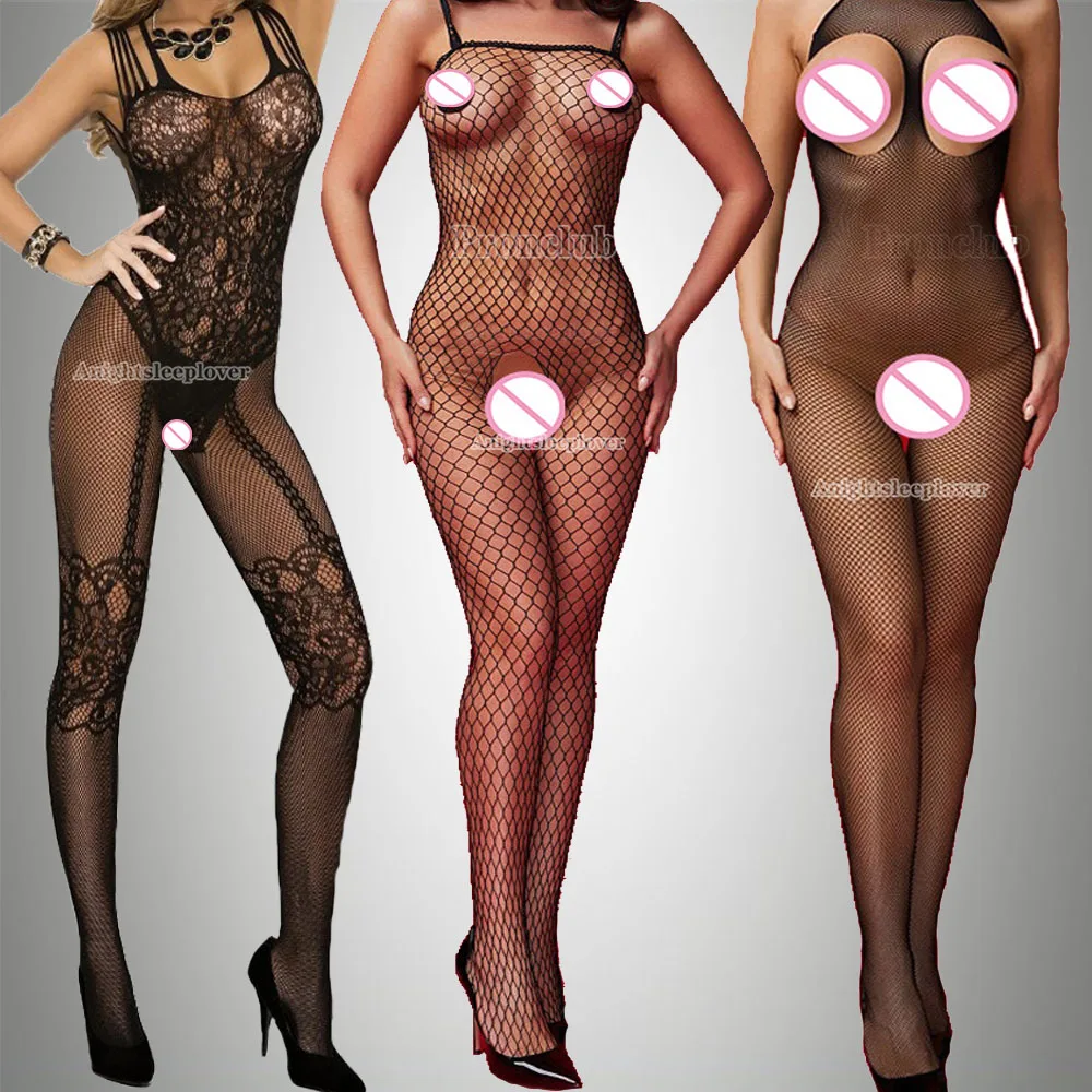 

3 Pics Sexi Lingerie Bodysuit Underwear Porn Bodystocking Sexy Fishnet Women Erotic Hot babydoll Costumes Open Crotch Plus Size
