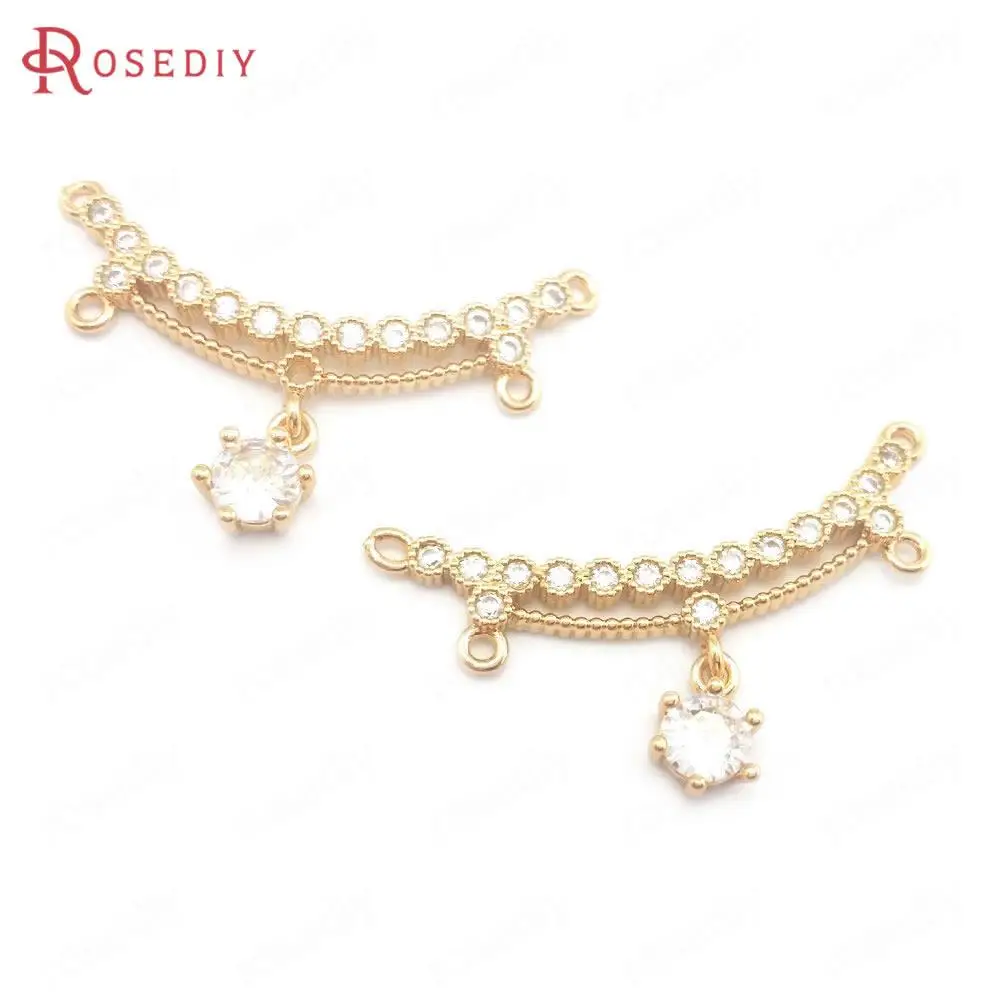 Латунные подвески и циркониевые Подвески с 4 отверстиями, 4 мм, 6 шт. (40211)