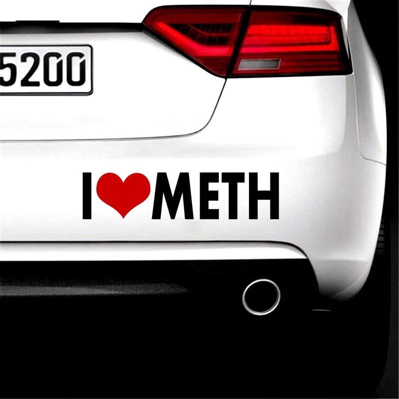 Виниловая наклейка Three Ratels FTZ-175 #30x7 2 см Meth I Love в виде сердца декоративная на бампер