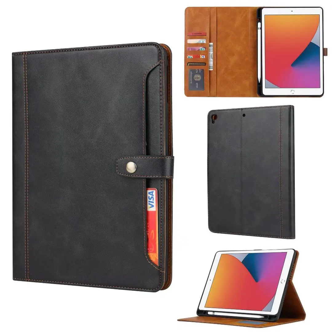 Case for iPad 10.2 7th 8th 2019 2020 Air 2 3 4 Pro 9.7 10.5 11 2021 5th 6th 2017 2018 Premium Leather Smart Tablet Shel+penl