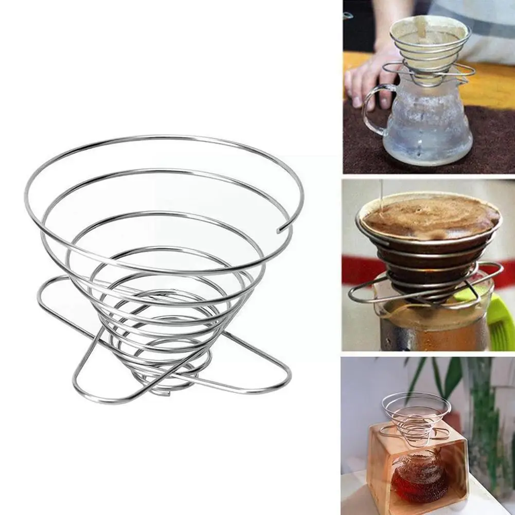 

2-4cups Foldable Coffee Filter Cup Spring Portable Coffee Steel Coffeeware Filter Mini Dining Bar Kitchen Holder W2t8