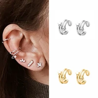 isueva fashion simple star earcuff gold filled cubic zircon earrings women girls punk ear cuff clip without piercing jewerly