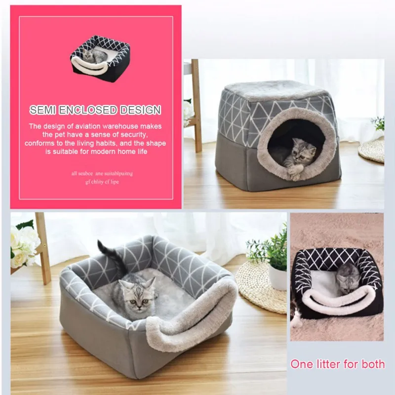 

Pet bed for Cats Dogs Soft Nest Kennel Bed Cave House Sleeping Bag Mat Pad Tent Pets Winter Warm Cozy Beds 35*33*30 cm