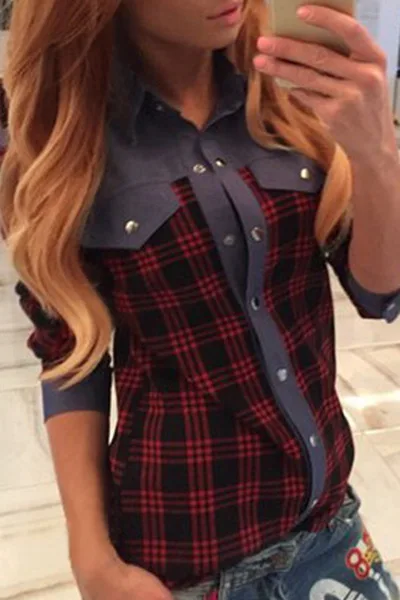 Блузка с длинными рукавами в европейском и американском стиле однобортная