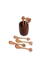 1pcs natural wooden spoon fork dinner kit rice soups utensil cereal handmade home tableware dinnerware for kicthen natural