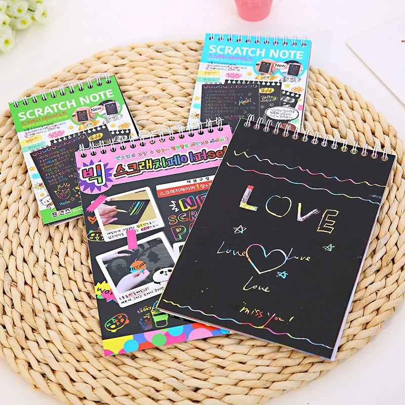 Детская креативная скребковая живопись своими руками красочная книга для