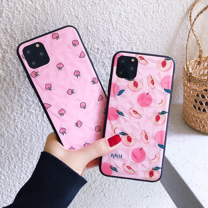 

Diamond Grain Painted Contracted Cute Fruit Heart Shape Patterned Mobile Phone Case For iphone7/8/6S/7 8P/SE/XR/XS/SE2020/11pro