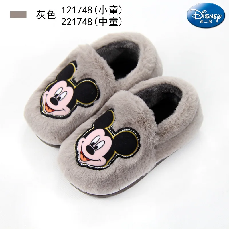 Disney/Детская Хлопковая обувь; Новинка года; зимняя теплая хлопковая обувь для мальчиков и девочек; меховая хлопковая обувь; тапочки для родителей и детей; Микки Маус - Цвет: 4