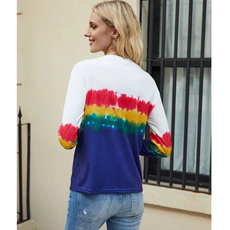 

Autumn Women Sweatshirts Streetwear Rainbow Gradient Printing Fashion Vintage Clothes Aesthetic Long Sleeve Pullover Tops