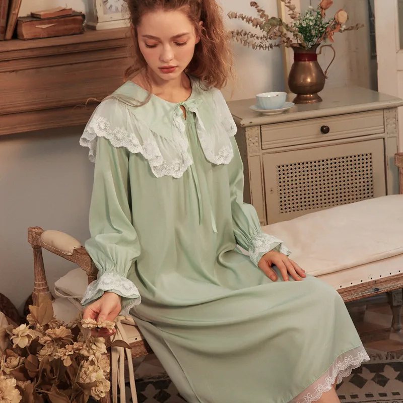 

Wasteheart Women Homewear Female Pink Green Sexy Sleepwear Nightdress Lace Nightwear Nightgown Sleepwear Luxury Gown