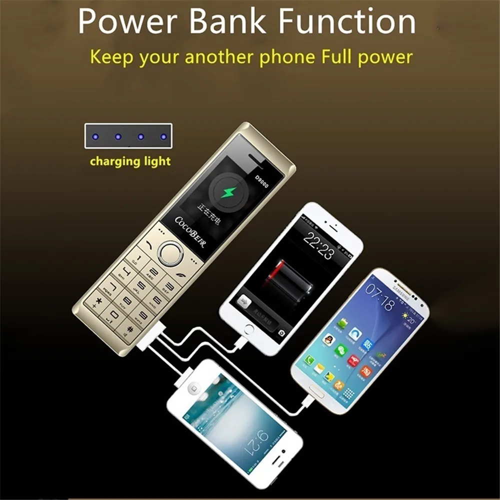 d9000 2 6‘’ 8700mah super battery power bank cellular flashlight mp3 fm radio retro music telephone old fashioned mobile phone free gl