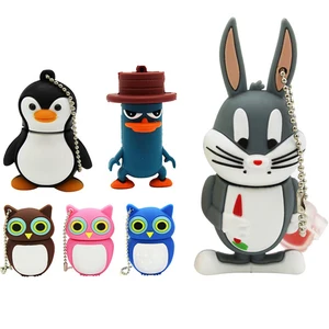 Флеш-накопитель usb 2,0 в стиле мультяшного кролика Совы лягушки пингвина, 4 ГБ 8 ГБ 16 ГБ 32 ГБ 64 ГБ, флешка, милый подарок
