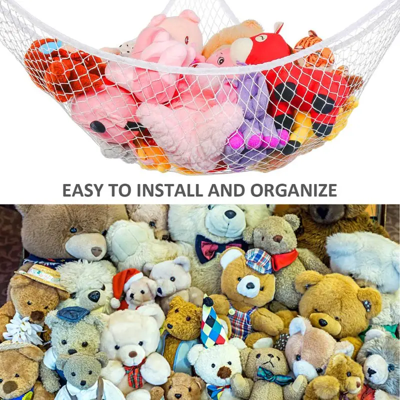 

Mesh Net Toy Hammock Corner Stuffed Animals Kids Baby Hanging Storage Organizer