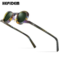 hepidem acetate polarized sunglasses men 2022 new retro vintage small oval round sun glasses for women shades 9175t