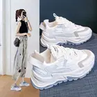 Модная женская обувь; Новинка 2021 года; Сезон лето; Модная женская обувь из дышащей сетки; Универсальная Повседневная Удобная прогулочная обувь белого цвета; Спортивная обувь