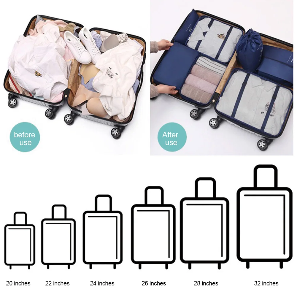 7pcs/set Clothes Quilt Blanket Storage Bag Set Shoes Organizer Wardrobe Closet Suitcase Pouch Bags Travel Accessories