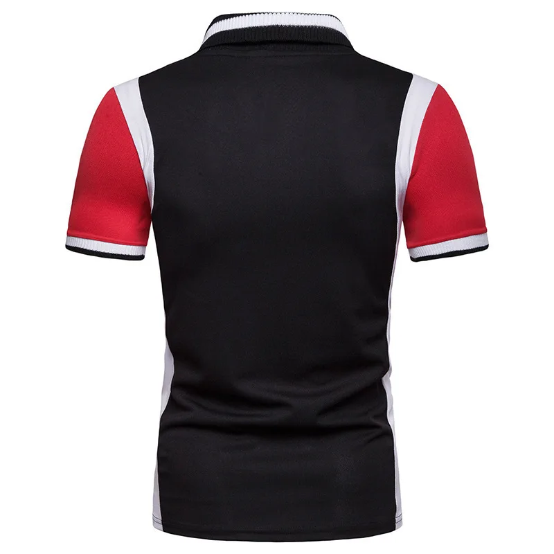 

Men Short Sleeve Polo Three Stripe Color Matching Fashion Collocation Cross-border Lapels Polo Shirt tops tees