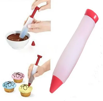 

1Pcs Pastry Cream Chocolate Decorating Syringe Silicone Plate Paint Pen Cake Cookie Ice Cream Decorating Pens