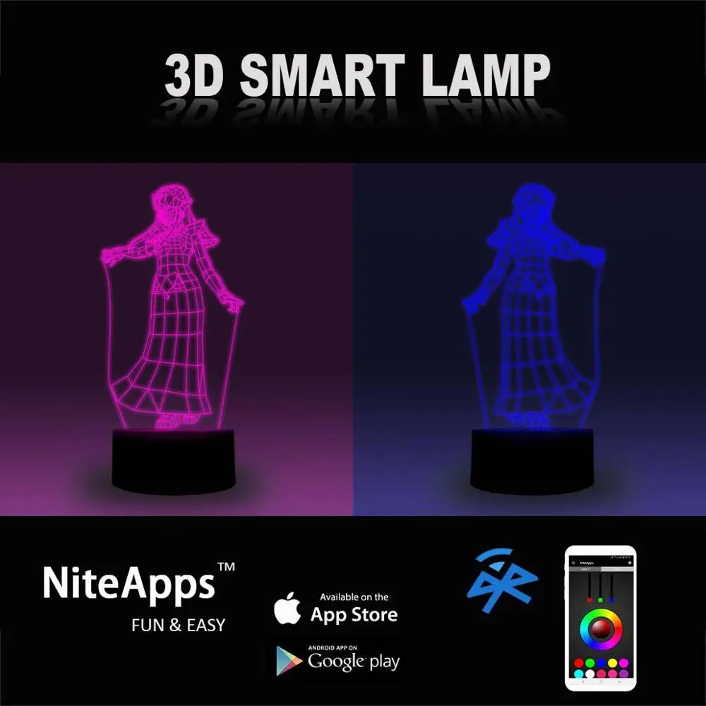 NiteApps 3D Zelda Lady ночник настольная Иллюзия украшение лампа подарок на день рождения приложение/сенсорное управление