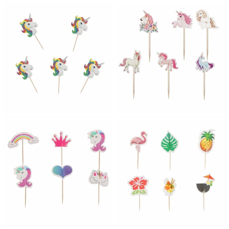 24 шт. в форме единорога фламинго торта кекса украшения для дня рождения | Дом и сад