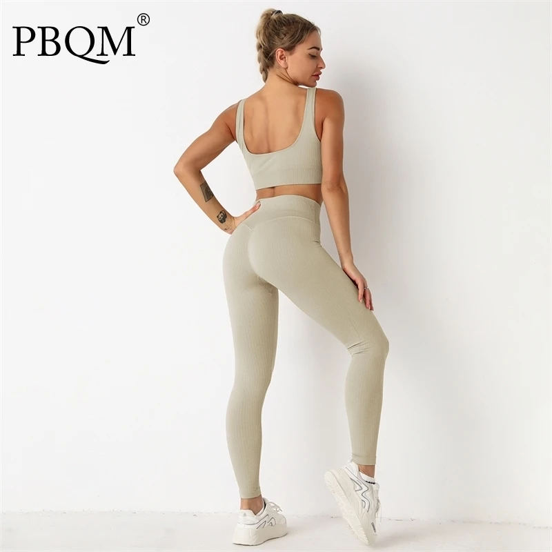 

PBQM женский спортивный костюм, Осенний фитнес-костюм, спортивный топ, одежда для спортзала, женская одежда, комплект из 2 предметов, спортивна...