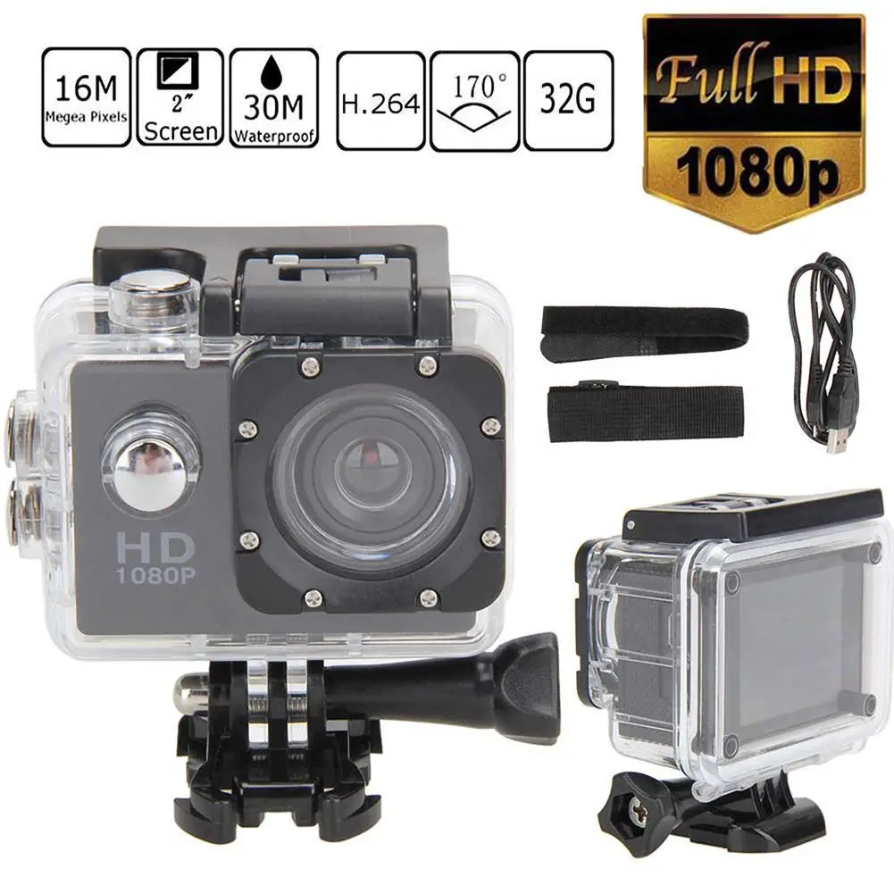 Full HD Action Camera 1080P 30m Waterproof Cam 2 Inch Camcorder Sports DV Go Car Cam Pro With Bicycle Bracket Set