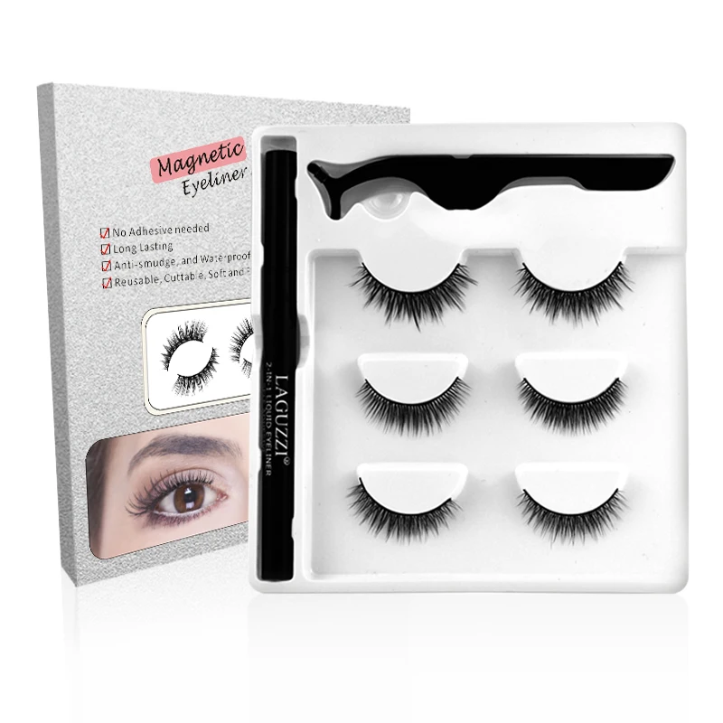 Cocute 3 Pairs False Eyelashes+1pc Eyeliner Waterproof Long Lasting Black Liquid Thick Eye makeup Kit | Красота и здоровье