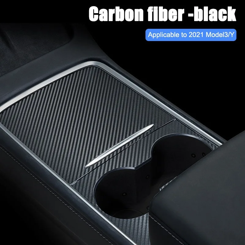 

Car Center Console Cover Sticker For Tesla Model 3 2021 ABS Carbon Fiber Epoxy Glue Scratch Protect Waterproof Car Accessories
